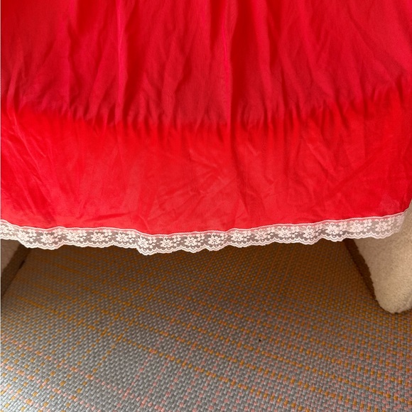 Vintage Red Maxi Dress with White Lace - Picture 7 of 9